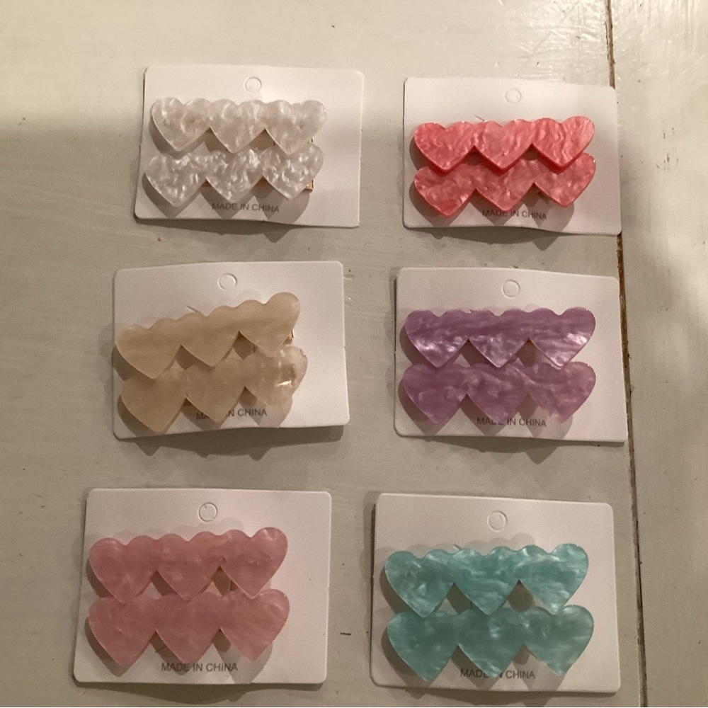 Heart Clip Set, two colors for $5 (4 clips total)